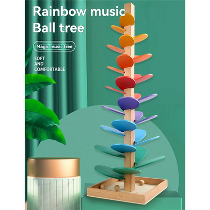 Y67A-Rainbow Musical Tree Toy Demolition Leaves Tower Ball Game Kids Educational Music Tree Toys